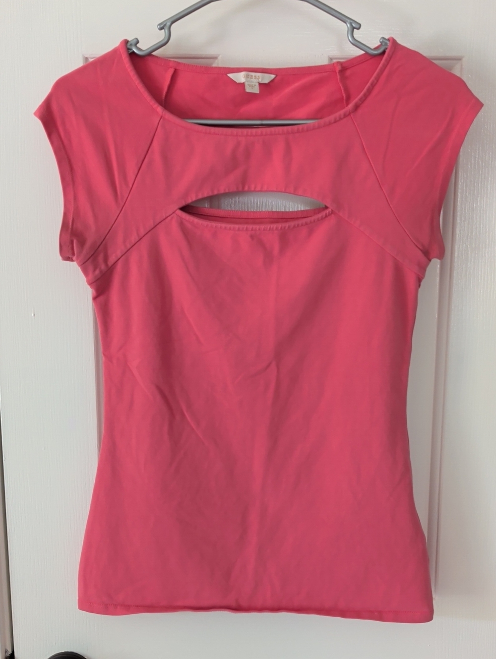 Guess Pink Cutout Cap-Sleeve Tank Top